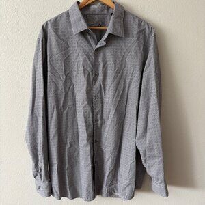 Tasso Elba Cotton White Blue‎ Black Long Sleeve Button Down Size XXL